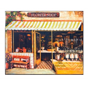 CUADRO DECORATIVO MADERA FLOWER SHOP 40X50CM