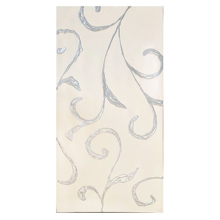 CUADRO DECORATIVO LIENZO ABSTRACTO BLANCO Y PLATA 50X100CM