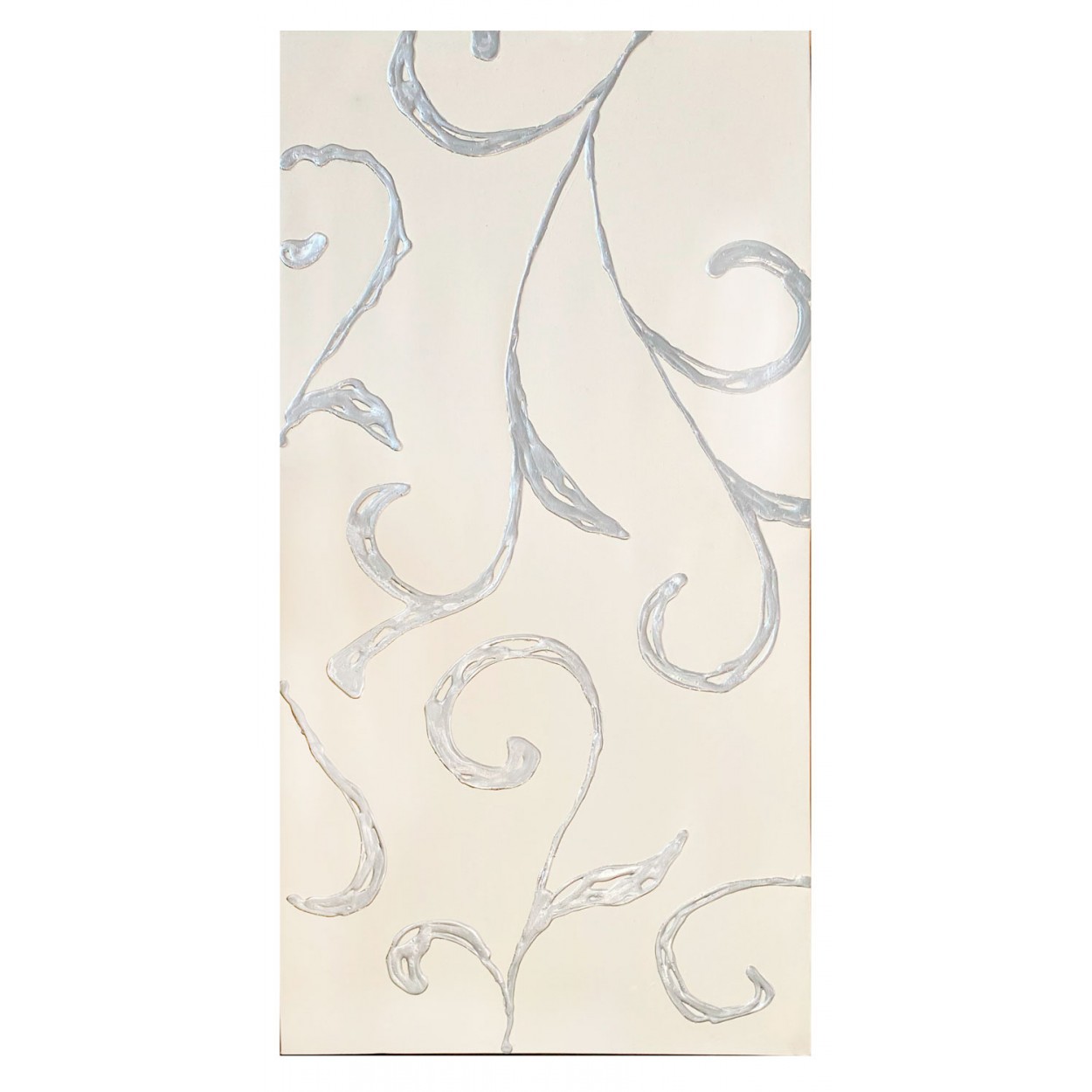 CUADRO DECORATIVO LIENZO ABSTRACTO BLANCO Y PLATA 50X100CM
