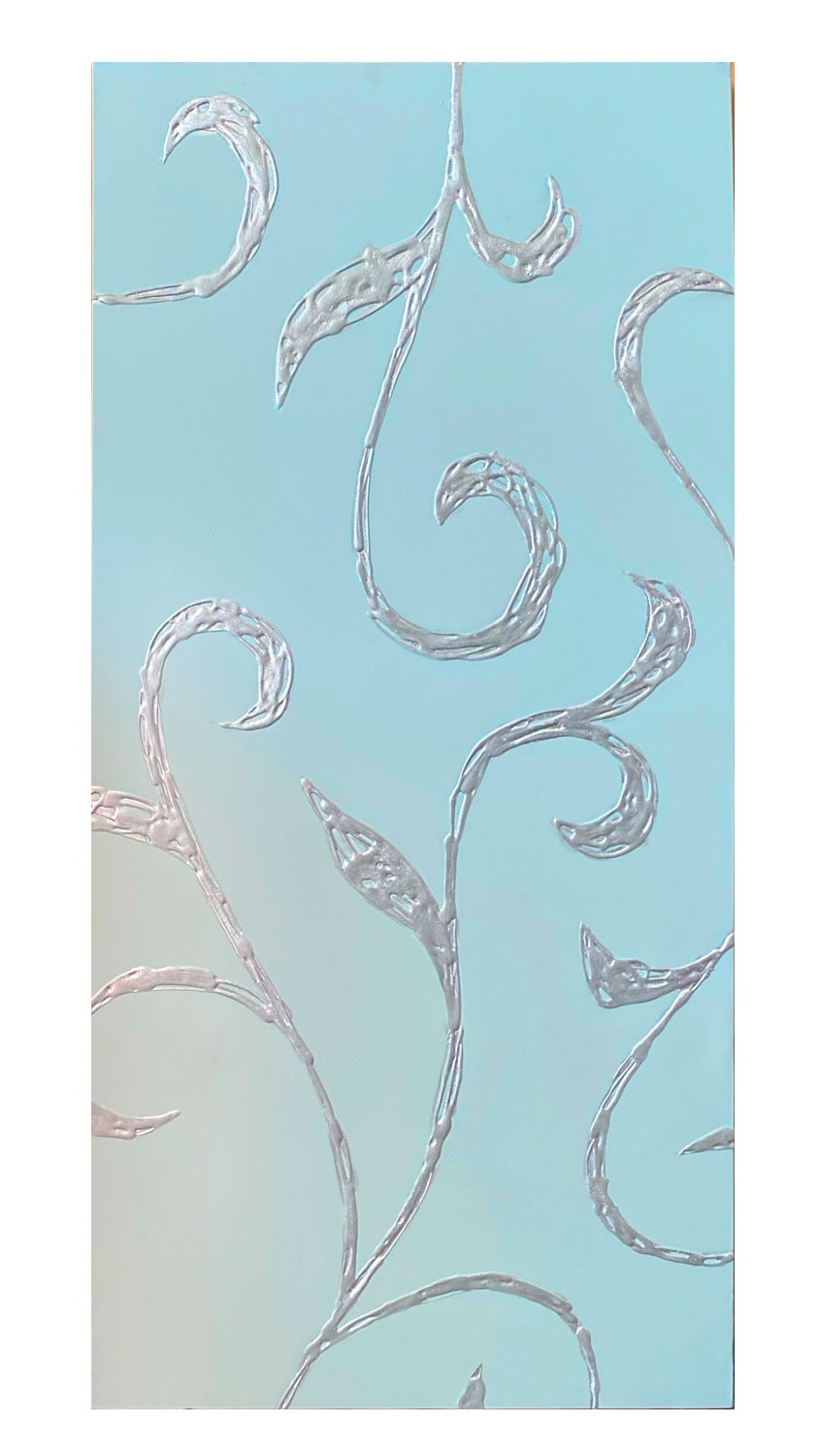 CUADRO DECORATIVO LIENZO ABSTRACTO AZUL Y PLATA 50X100CM