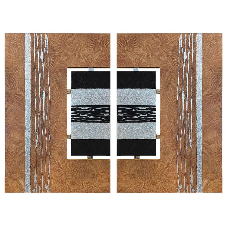 CUADRO DÍPTICO DECORATIVO LIENZO RELIEVE ABSTRACTO 160X120CM