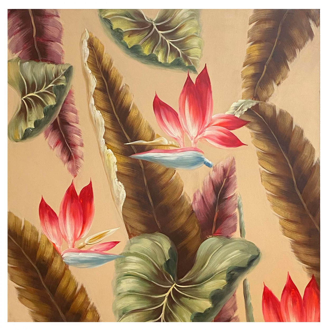CUADRO DECORATIVO LIENZO TROPIC BEIGE 100X100CM