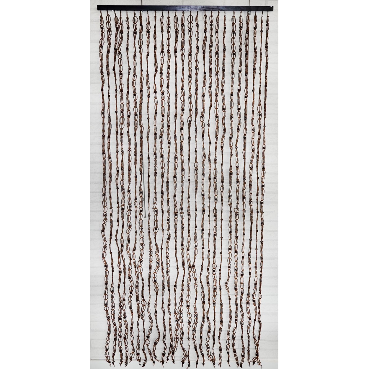 CORTINA PUERTA SISAL CHOCOLATE BOLAS 90X200CM