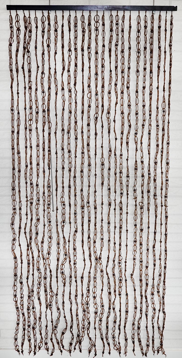 CORTINA PUERTA SISAL CHOCOLATE BOLAS 90X200CM