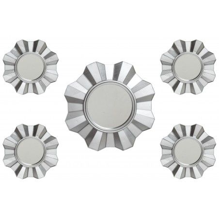 Home and more Set of 5 wall mirrors with flower shape. silver color
