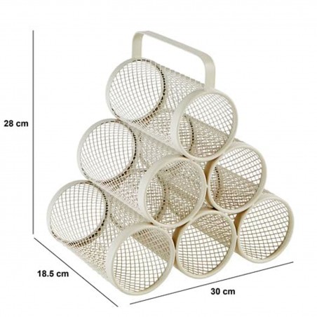 BOTELLERO METÁLICO 6 BOTELLAS BEIGE 30X18,5X28CM