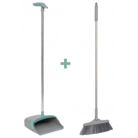 ESCOBA Y RECOGEDOR GIRATORIOS GRIS 110CM