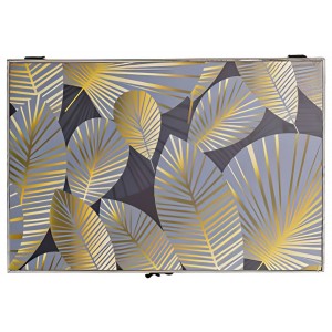 TAPA CONTADOR CUADRO LUZ HOJAS DORADAS MADERA 46X6X31CM