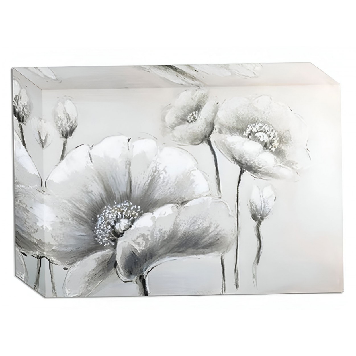 TAPA CONTADOR CUADRO LUZ FLORES BLANCO Y NEGRO 46X32X7CM