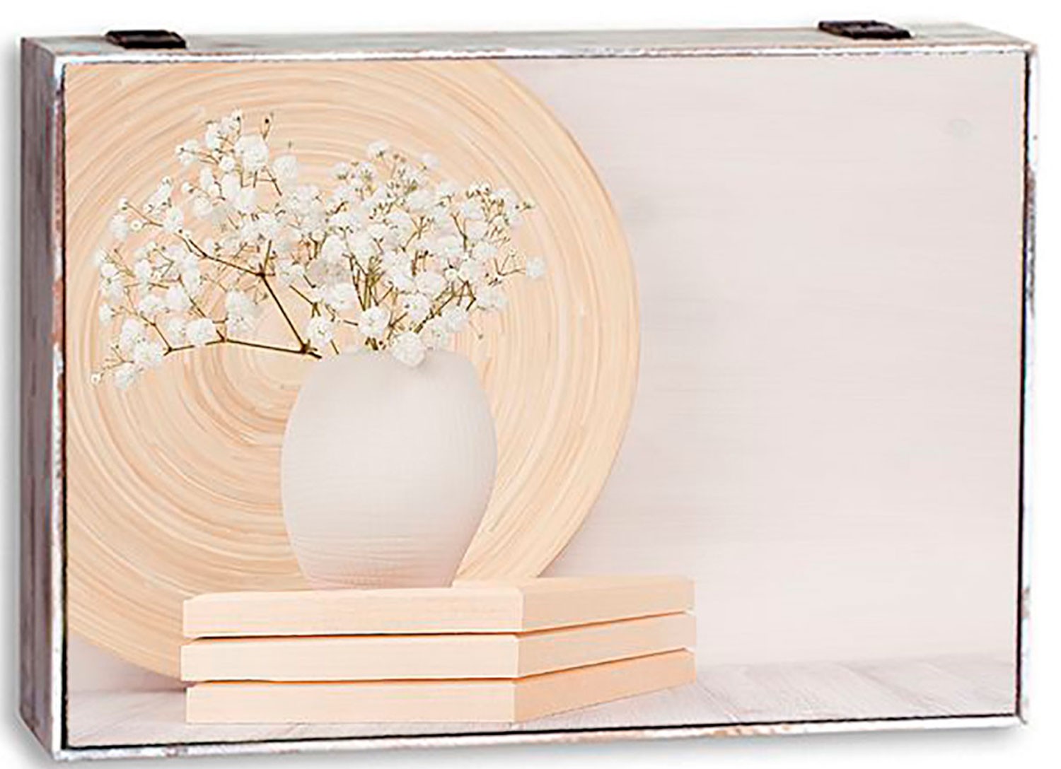 TAPA CONTADOR CUADRO LUZ JARRON FLORES Y LIBROS 32X7X46CM