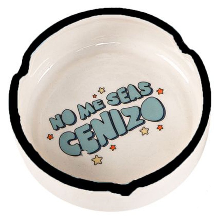 CENICERO ORIGINAL CIRUCLAR BLANCO DOLOMITE CENIZO MANGO 9,6X9,6X3,5CM