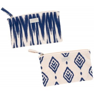 NECESERES DE VIAJE PLANO IKAT AZUL CON CREMALLERA 30X0,5X22CM