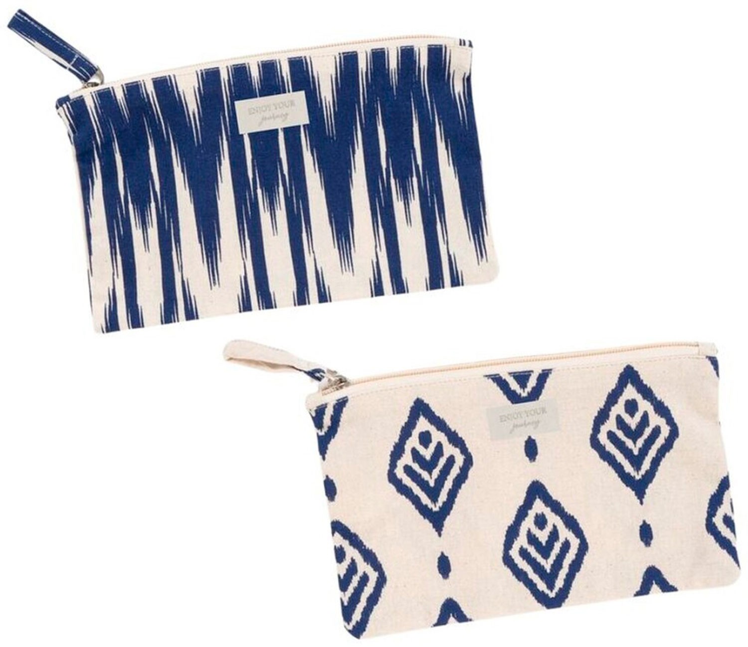 NECESERES DE VIAJE PLANO IKAT AZUL CON CREMALLERA 30X0,5X22CM