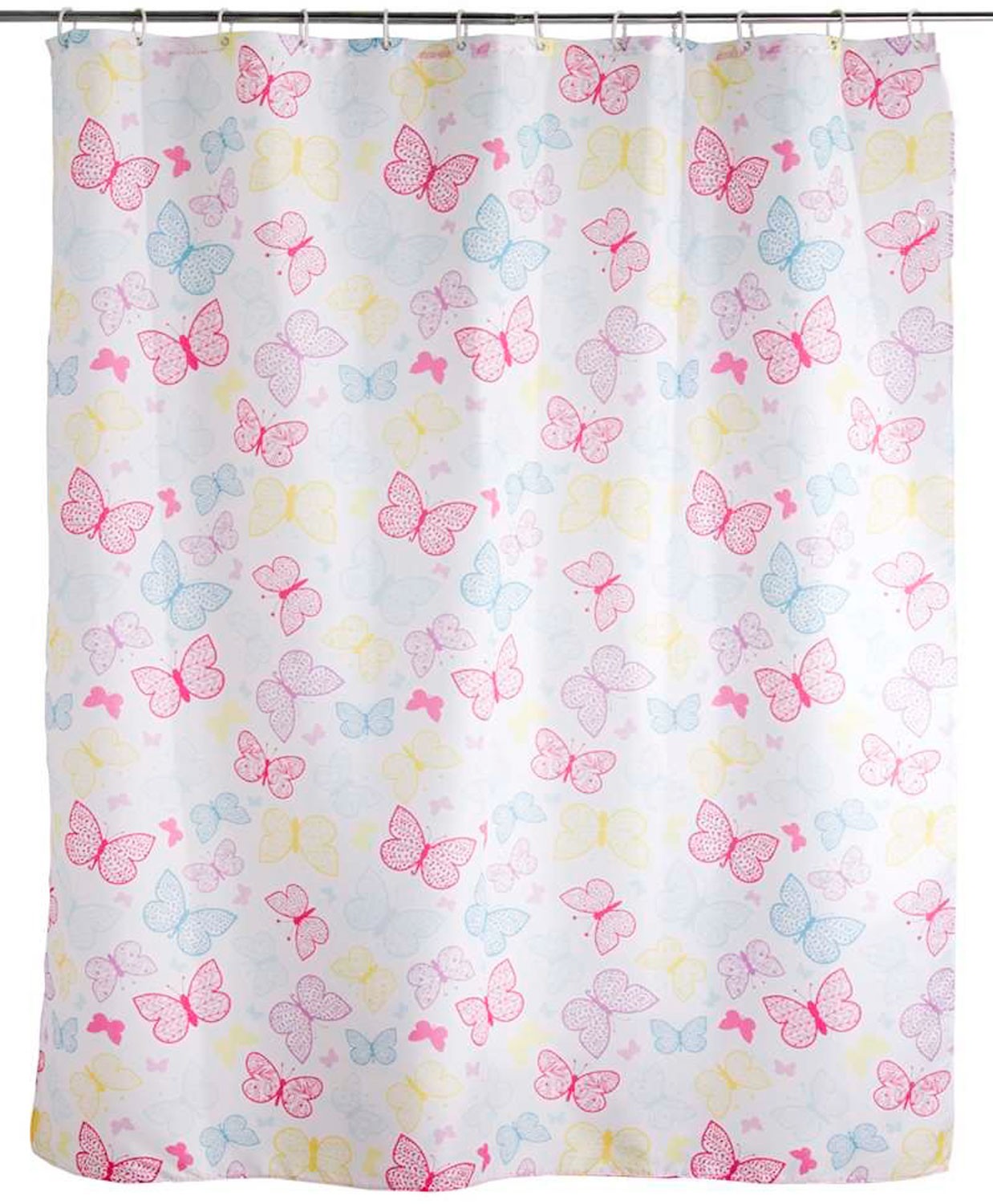 CORTINA BAÑO MARIPOSAS COLORES 180X200CM