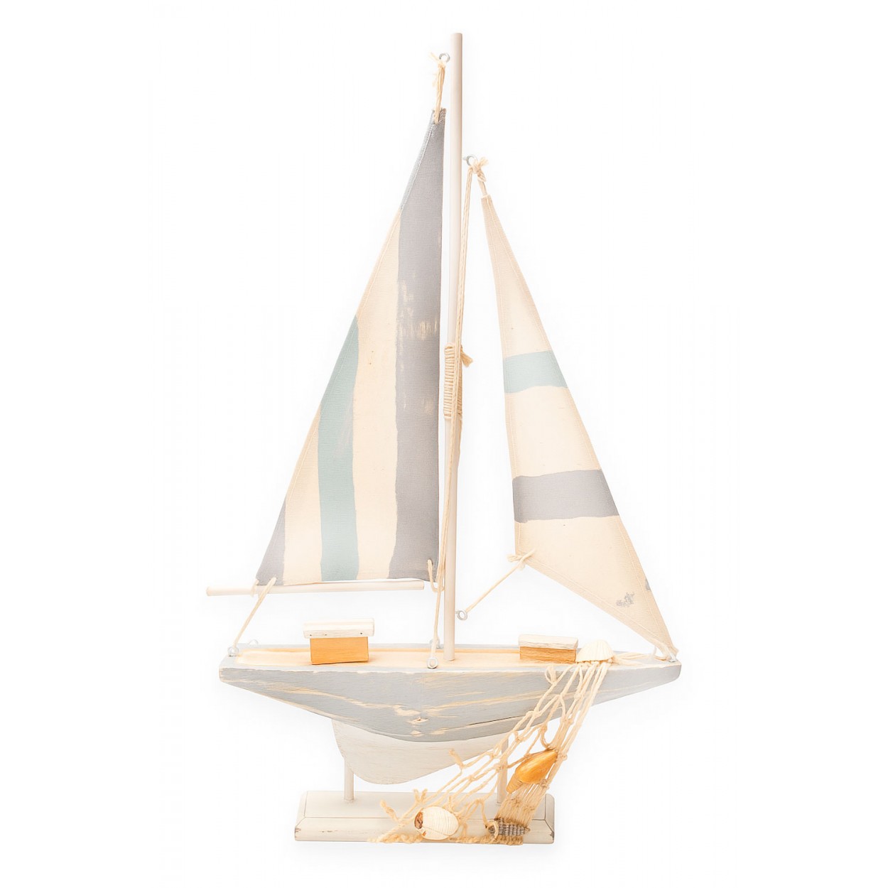 FIGURA DECORATIVA BARCO VELERO MADERA NÁUTICO 25X4X42CM
