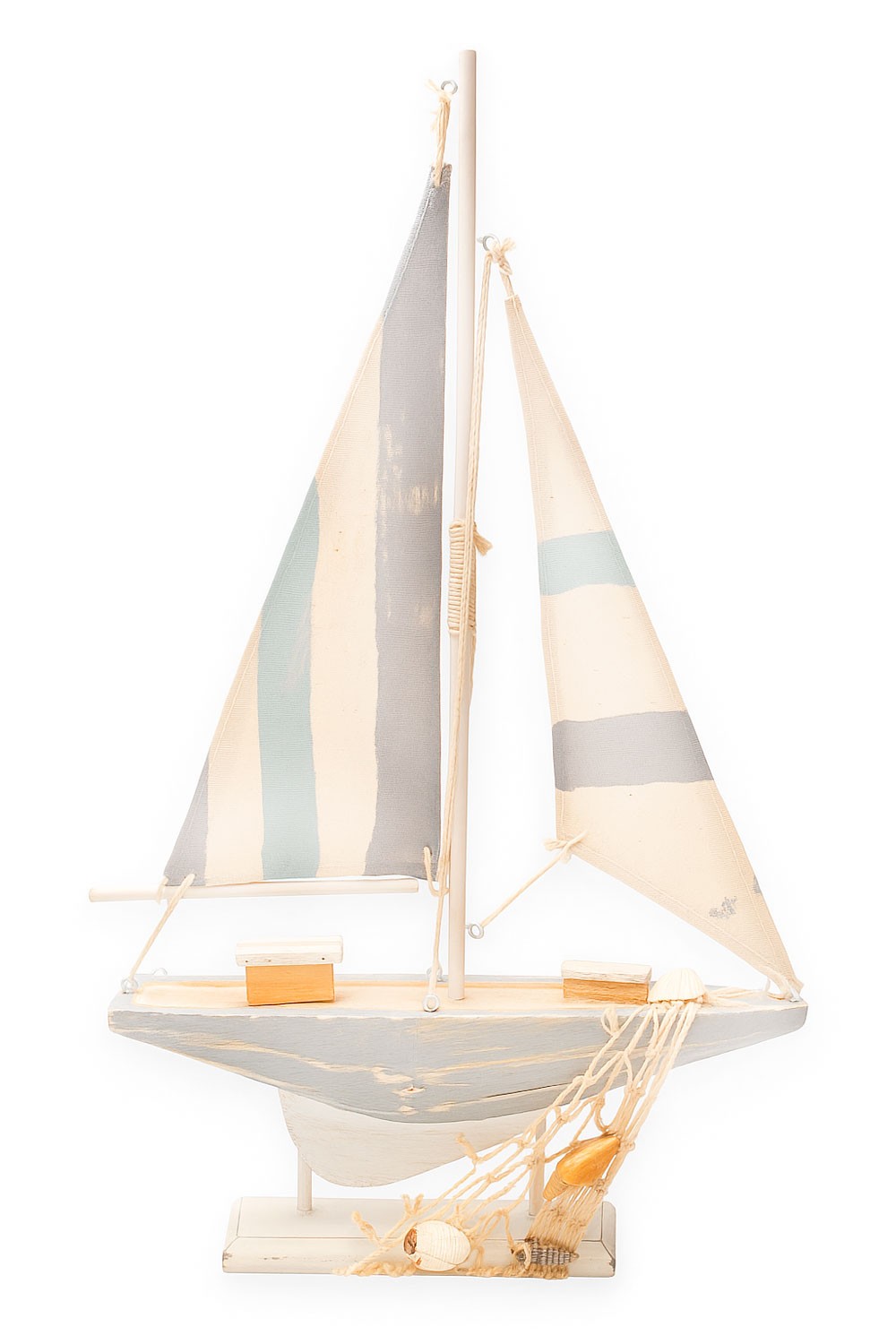 FIGURA DECORATIVA BARCO VELERO MADERA NÁUTICO 25X4X42CM
