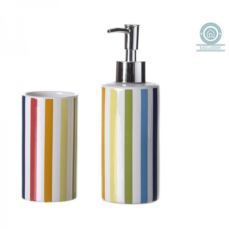 Set de baño cerámica. Vaso y dosificador.