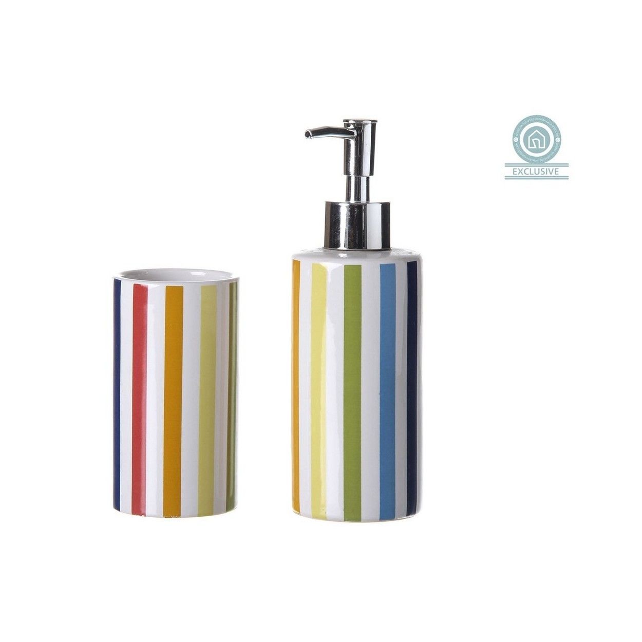 Set de baño cerámica. Vaso y dosificador.