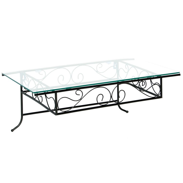 CONSOLA PARED COLGANTE FORJA Y VIDRIO 60X34,5X23CM