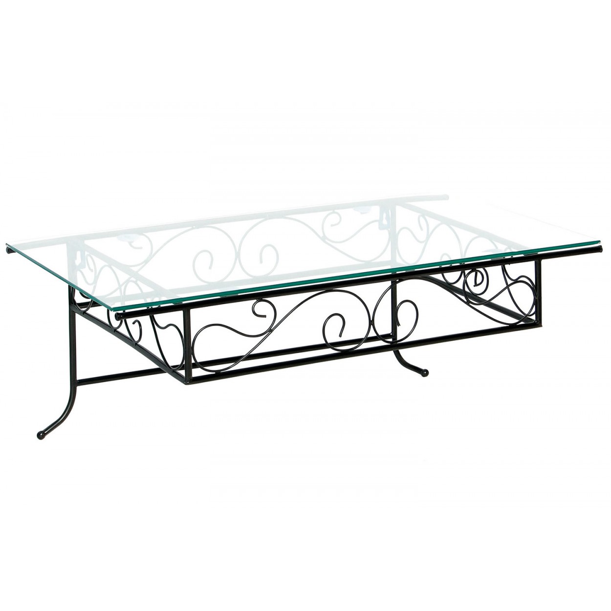 CONSOLA PARED COLGANTE FORJA Y VIDRIO 60X34,5X23CM