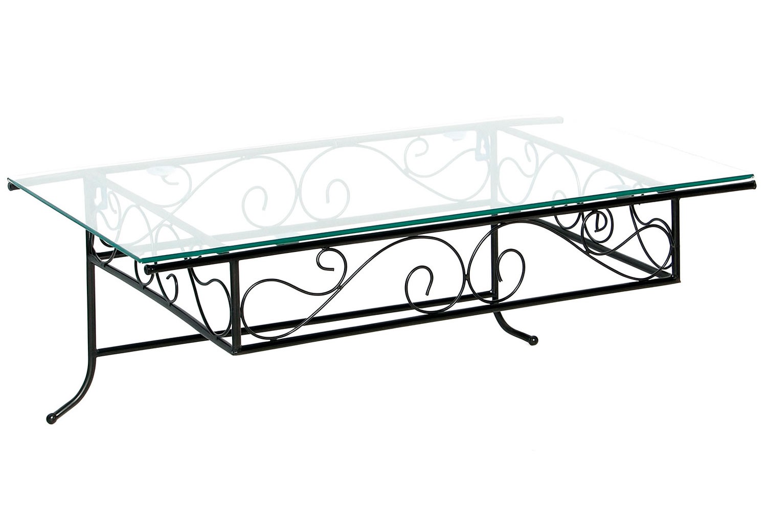 CONSOLA PARED COLGANTE FORJA Y VIDRIO 60X34,5X23CM