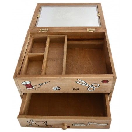 Costurero de madera Natural Vitange un cajón, Hogar y Mas 