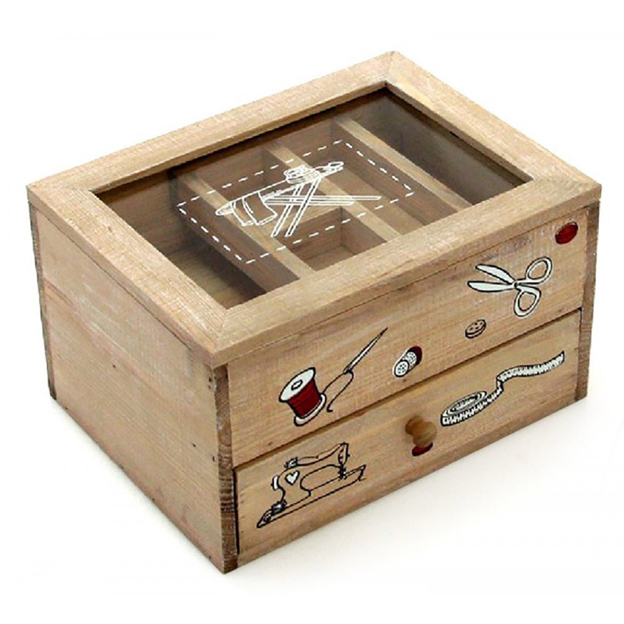 Costurero de madera Natural Vitange un cajón, Hogar y Mas 