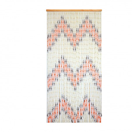 Cortina para Puerta de Bambú y Sisal Natural, en color Naranja y Beige. Sostenible, exenta de plástico 90cm X 190cm -Hogar y Más