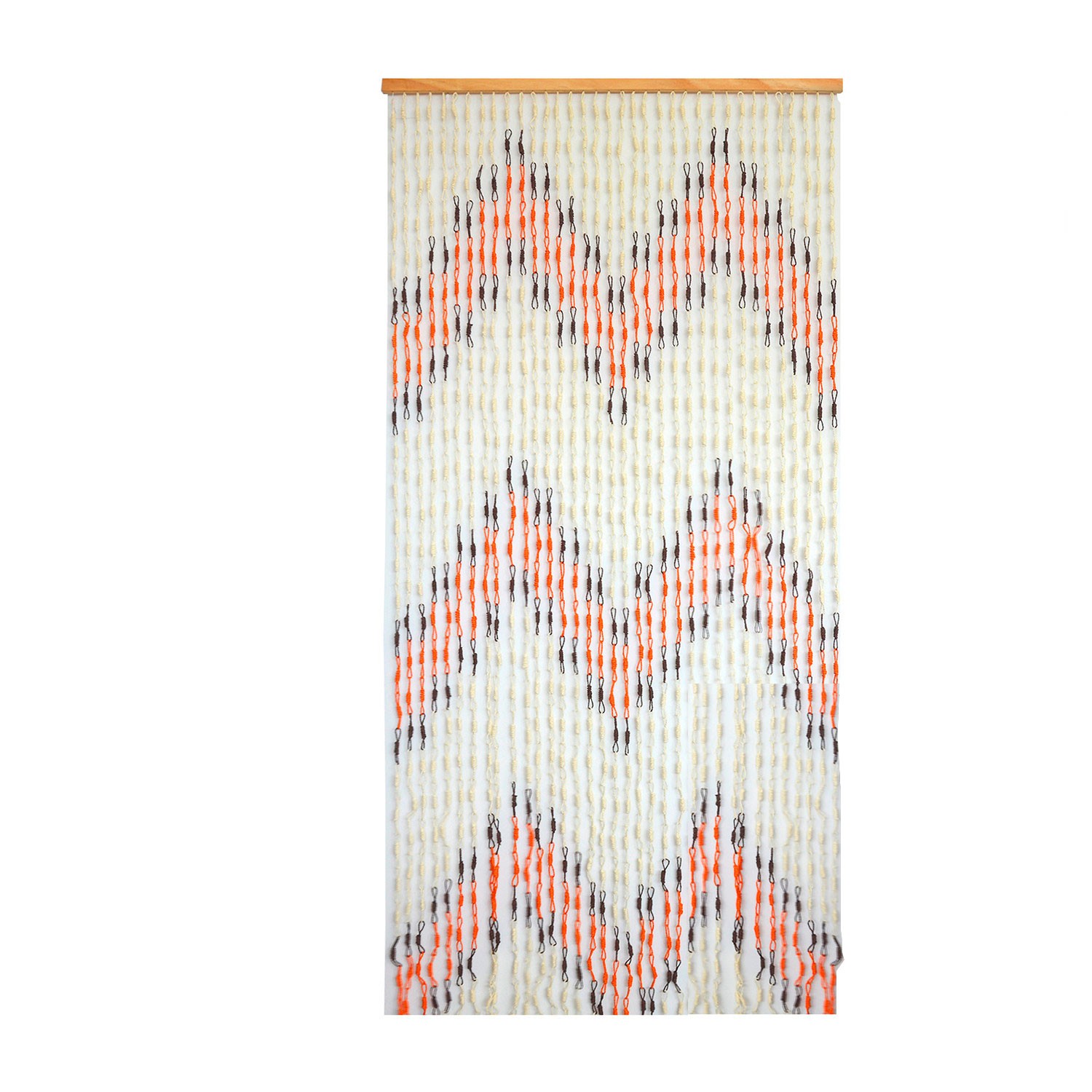 Cortina para Puerta de Bambú y Sisal Natural, en color Naranja y Beige. Sostenible, exenta de plástico 90cm X 190cm -Hogar y Más