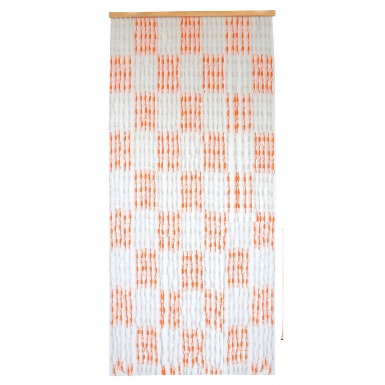 Cortina para Puerta de Bambú y Sisal Natural, color Blanco y Naranja. Sostenible, exenta de plástico 90cm X 200cm - Hogar y Más