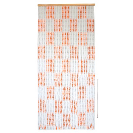 Cortina para Puerta de Bambú y Sisal Natural, color Blanco y Naranja. Sostenible, exenta de plástico 90cm X 200cm - Hogar y Más