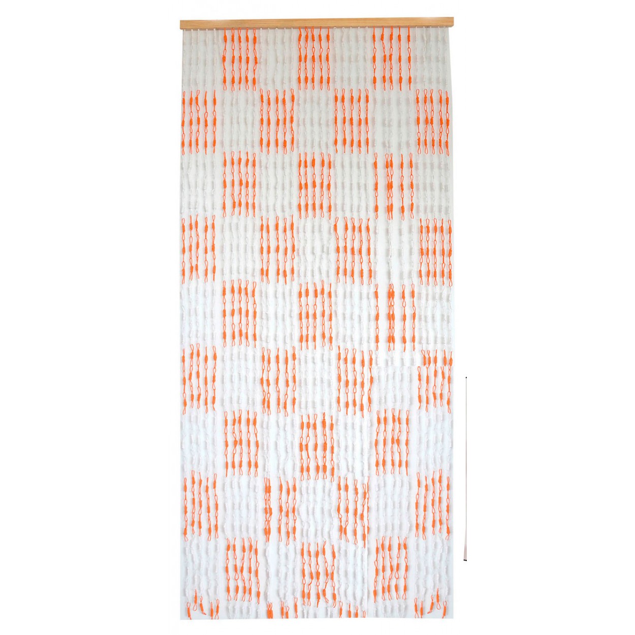 Cortina para Puerta de Bambú y Sisal Natural, color Blanco y Naranja. Sostenible, exenta de plástico 90cm X 200cm - Hogar y Más