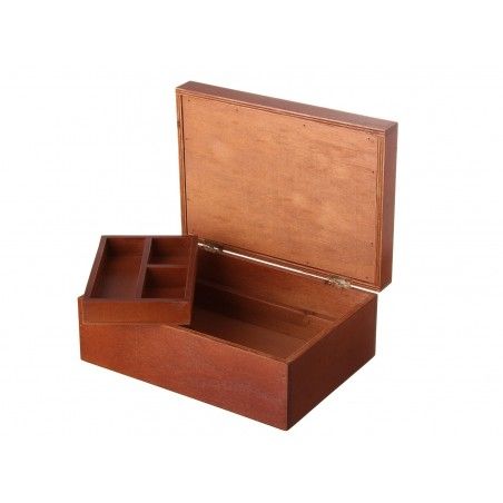 Caja de costura de madera lacada - Color marrón (24x17x10 cm)