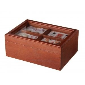 Caja de costura de madera lacada - Color marrón (24x17x10 cm)
