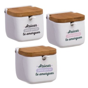 Azucarero cerámica de cocina original con frase original Azúcar Para que no te amargues, Hogar y Mas