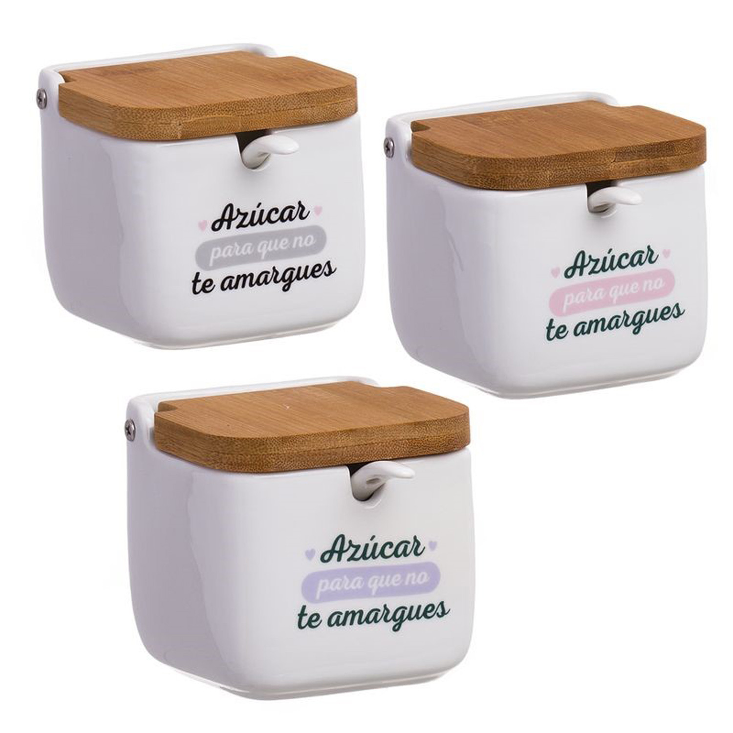Azucarero cerámica de cocina original con frase original Azúcar Para que no te amargues, Hogar y Mas