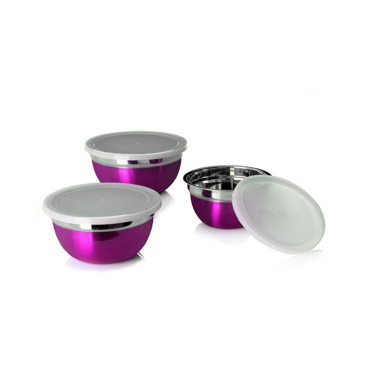 Set/3 Bol morado acero inoxidable (18,10 x 18,10 x 8,50cm)