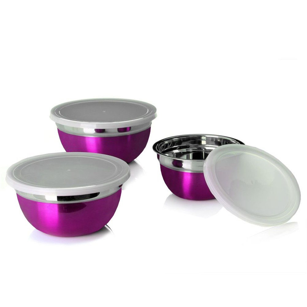Set/3 Bol morado acero inoxidable (18,10 x 18,10 x 8,50cm)