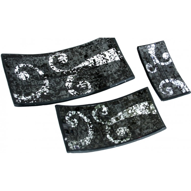Set of 3 centers rectangular Mosaic Ceramic