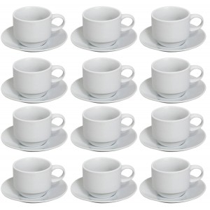 JUEGO CAFE BARISTA 12 TAZAS Y 12 PLATOS 8CL CERÁMICA ELEGANTE
