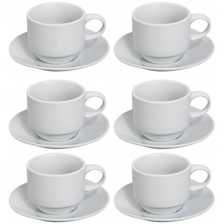JUEGO CAFÉ BARISTA 6 TAZAS Y 6 PLATOS 8CL CERÁMICA ELEGANTE