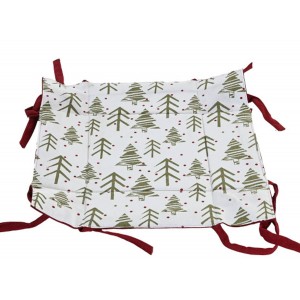 CESTA PAN CENTRO MESA ALGODÓN NAVIDEÑO ARBOLES VERDE 30X30X8CM