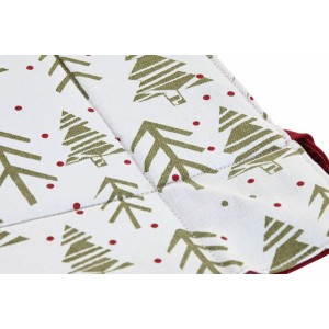 CESTA PAN CENTRO MESA ALGODÓN NAVIDEÑO ARBOLES VERDE 30X30X8CM