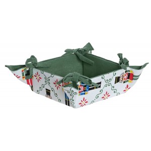 CESTA PAN CENTRO MESA ALGODÓN NAVIDEÑO CASCANUECES 30X30X8CM