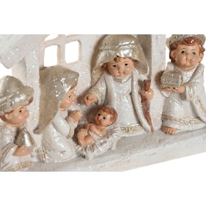 PORTAL DE BELÉN NACIMIENTO RESINA BLANCO BRILLANTE 22,5X4X16CM