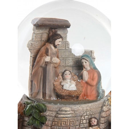 BOLA NIEVE NAVIDAD LED NACIMIENTO 11X11X13CM