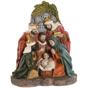 FIGURA NACIMIENTO ADORACIÓN REYES MAGOS RESINA MULTICOLOR 20,5CM