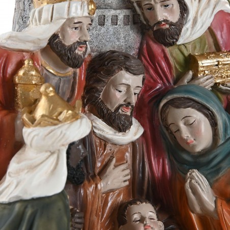 FIGURA NACIMIENTO ADORACIÓN REYES MAGOS RESINA MULTICOLOR 20,5CM