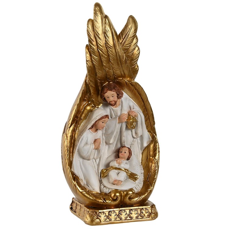 NACIMIENTO ALAS DORADO 19CM RESINA FIGURA DECORATIVA