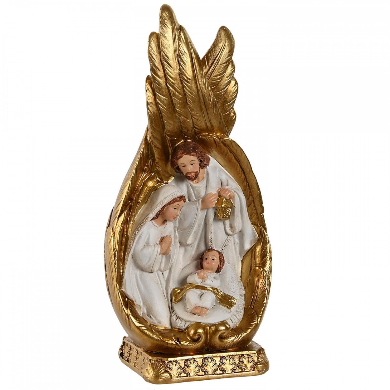 NACIMIENTO ALAS DORADO 19CM RESINA FIGURA DECORATIVA